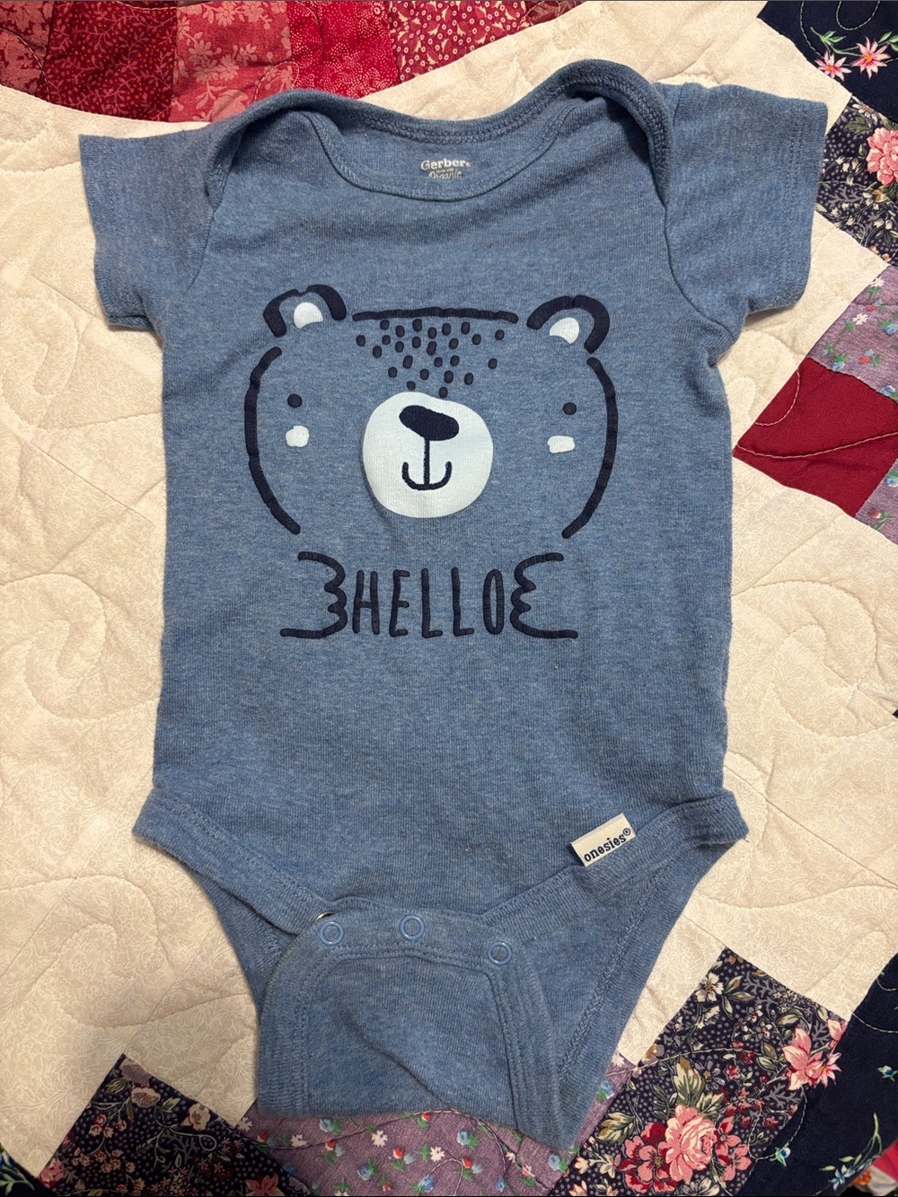 Gerber Heather Blue Bear Graphic Bodysuit